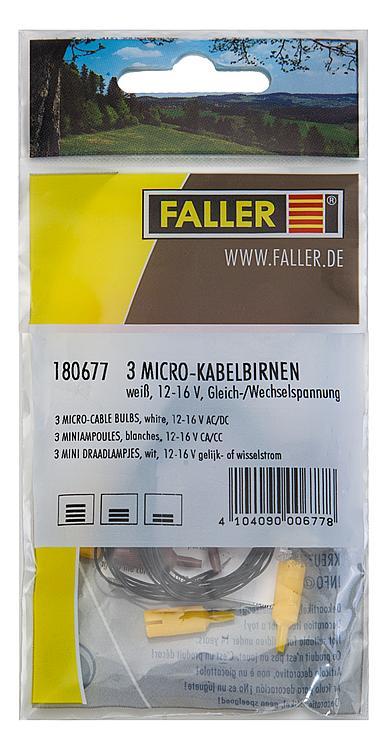 Faller 180677 3 Micro-Kabelbirnen weiß