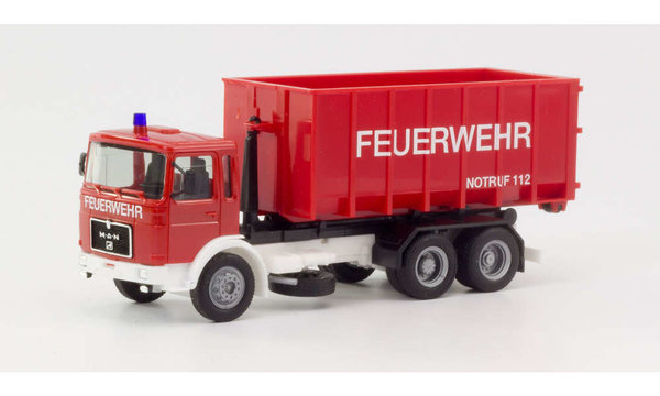 Herpa 310963 MAN F8 Abrollcontainer-LKW Feuerwehr