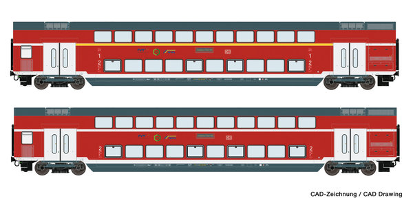 Roco 74148 Wagenset 2 Doppelstockwagen der Deutschen Bahn AG