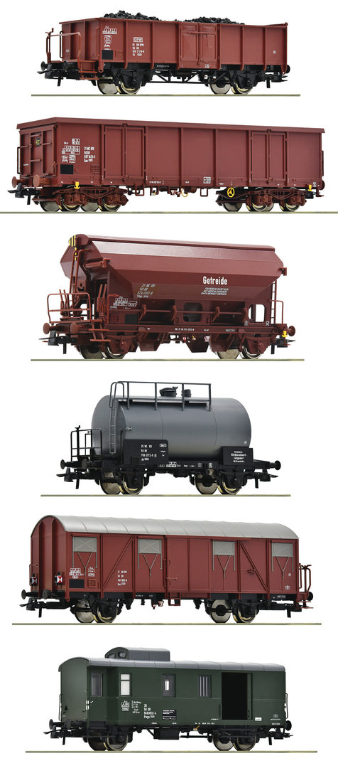 Roco 76030 Wagenset mit sechs Güterwagen der Deutschen Reichsbahn