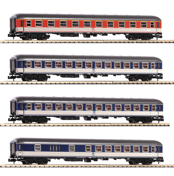Fleischmann 881908 4-teiliges Set „Popfarbener DC-Zug“ der Deutschen Bundesbahn